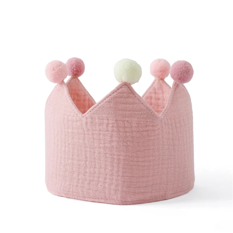 Baby Birthday Crown Hat – Woolen Ball Headband for Kids Party & Photography Props