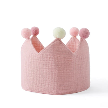 Baby Birthday Crown Hat – Woolen Ball Headband for Kids Party & Photography Props