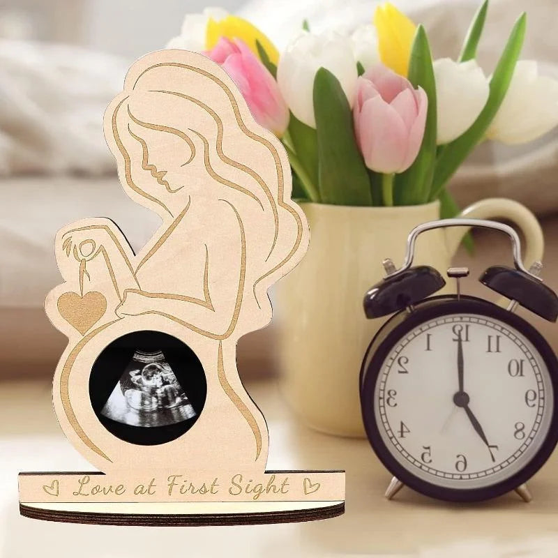 Baby Ultrasound Photo Frame – Wooden Sonogram Keepsake Gift for Expectant Mothers