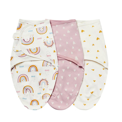 Baby Swaddle Blanket 3-Pack – 100% Cotton Adjustable Newborn Wrap Set for 0–6 Months